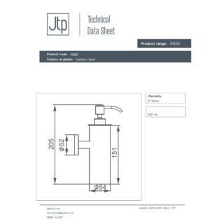 JTP Inox Wall Mounted Soap Dispenser Stainless Steel - Image 2