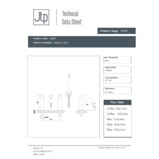 JTP Inox Deck Mounted Bath Shower Mixer Tap & Kit Stainless Steel - Image 2