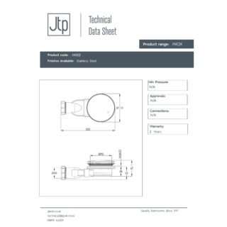 JTP Inox Slim Shower Waste 115mm Wide Stainless Steel - Image 2