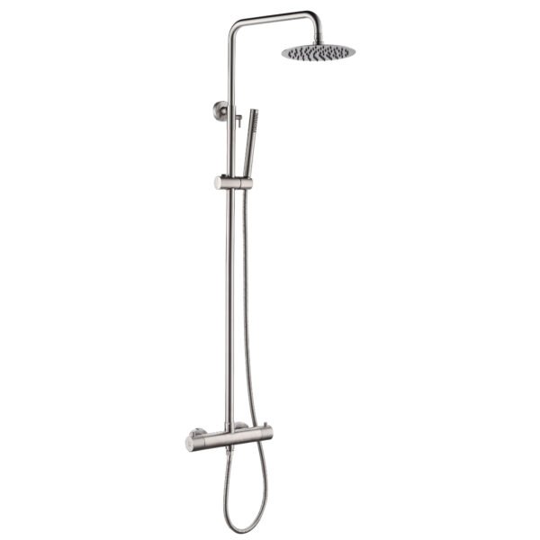 JTP Inox 2 Outlets Thermostatic Bar Mixer Shower & Shower Kit And Fixed Head Stainless Steel