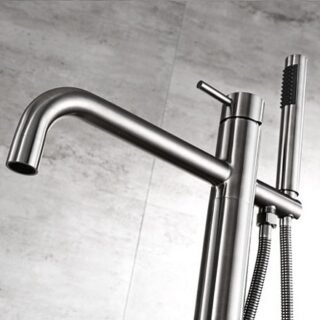 JTP Inox Freestanding Bath Shower Mixer Tap & Kit Stainless Steel - Image 3