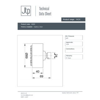 JTP Inox Mini Fixed Shower Head 89mm Diameter Stainless Steel - Image 2
