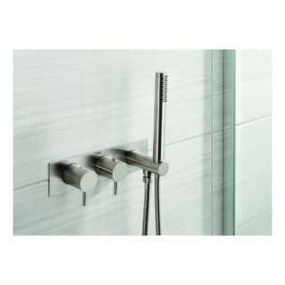 JTP Inox 2 Outlet Thermostatic Concealed Shower Valve & Hose Attachment Stainless Steel - Image 3