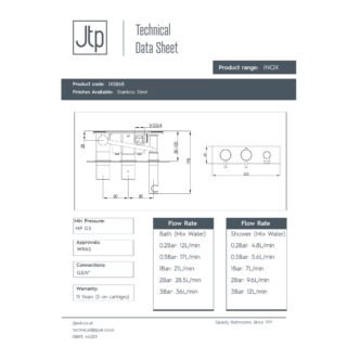 JTP Inox 2 Outlet Thermostatic Concealed Shower Valve & Hose Attachment Stainless Steel - Image 2