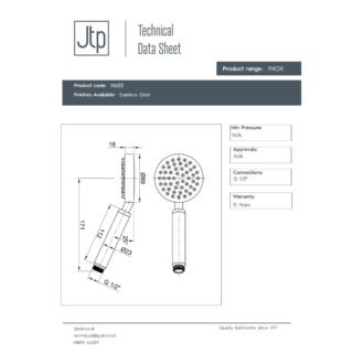 JTP Inox Round Shower Handle Stainless Steel - Image 2