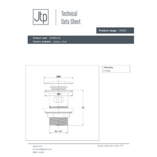 JTP Inox Slotted Click Clack Basin Waste Stainless Steel - Image 2