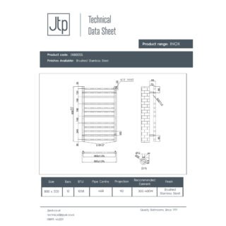 JTP Inox Straight Heated Towel Rail - Stainless Steel - Various Size - Image 3