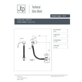 JTP Inox Exofil & Click Clack Bath Waste Stainless Steel - Image 2