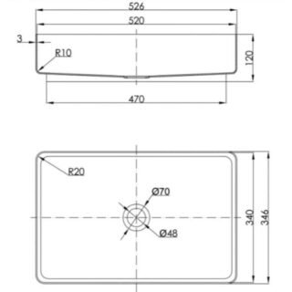 JTP Inox Rectangular Sit On Countertop Basin 520mm Wide Stainless Steel - Image 2