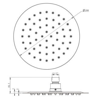 JTP Inox Glide Extra Slim Round Fixed Shower Head 200mm Diameter Stainless Steel - Image 2