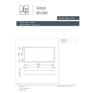 JTP Rectangular Wall Mounted Shower Niche 600mm Wide Stainless Steel - Image 2