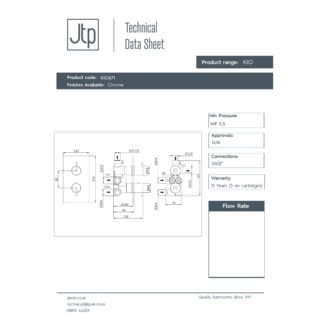 JTP Kio 2 Outlet Thermostatic Concealed Shower Valve Chrome - Image 2