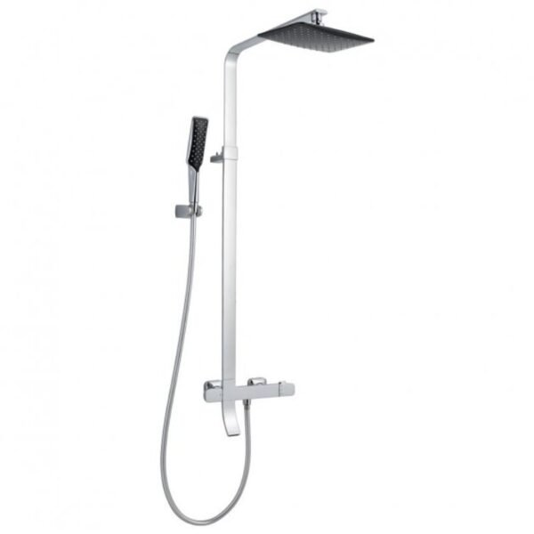 JTP Square Thermostatic Shower Pole & Overhead Shower And Hand Shower,Bath Spout Chrome