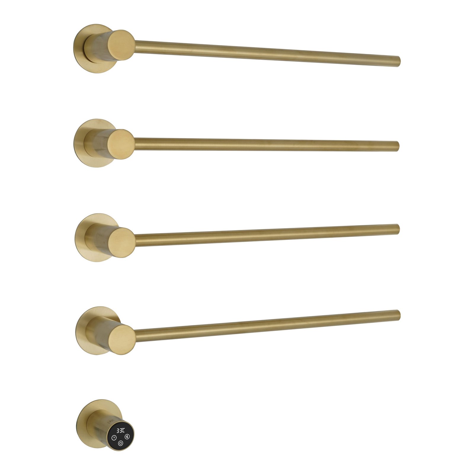 JTP Onyx Electric Heated Towel Rail 536mm X 610mm Brushed Brass