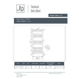 JTP Vos Straight Heated Towel Rail - Chrome - Various Size - Image 4