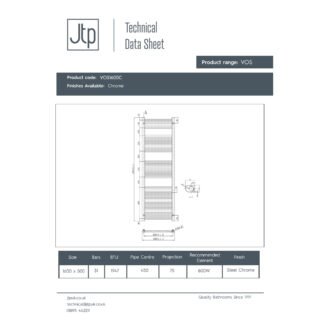 JTP Vos Straight Heated Towel Rail - Chrome - Various Size - Image 6