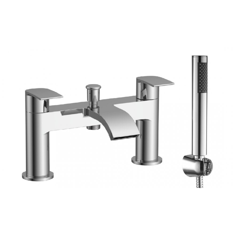 Kartell Bella Deck Mounted Bath Shower Mixer Tap With Hose And Handset - Chrome
