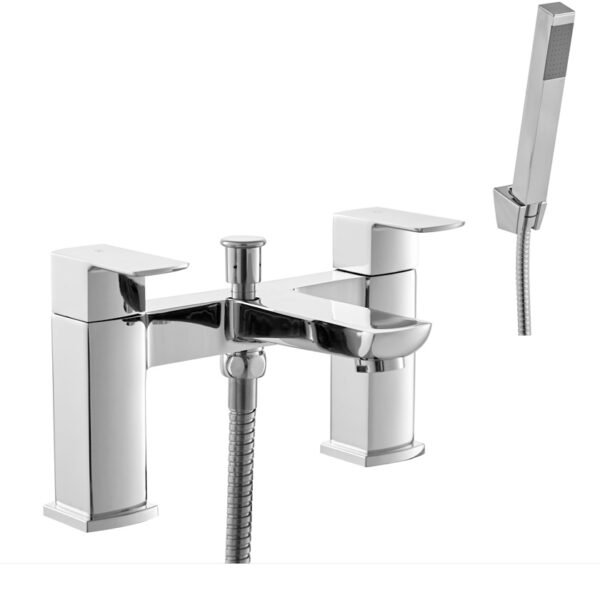 Kartell Culture Deck Mounted Bath Shower Mixer Tap With Hose And Handset - Chrome