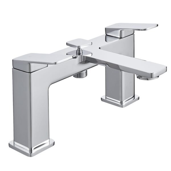 Kartell Fine Deck Mounted Bath Shower Mixer Tap With Hose And Handset - Chrome