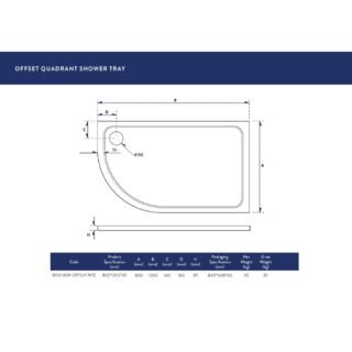 Scudo Eco-Stone Offset Quadrant Shower Tray - White - Image 5