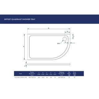 Scudo Eco-Stone Offset Quadrant Shower Tray - White - Image 9