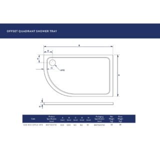 Scudo Eco-Stone Offset Quadrant Shower Tray - White - Image 6