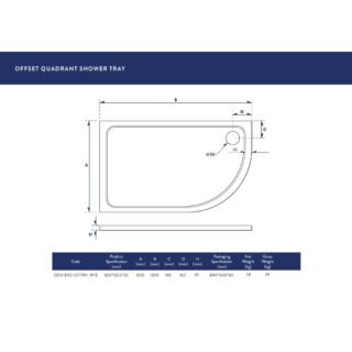 Scudo Eco-Stone Offset Quadrant Shower Tray - White - Image 10