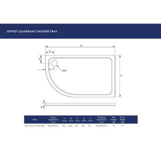 Scudo Eco-Stone Offset Quadrant Shower Tray - White - Image 7