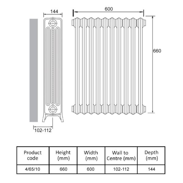 Kartell Legacy Horizontal Column Radiator - Dark Grey - Image 3