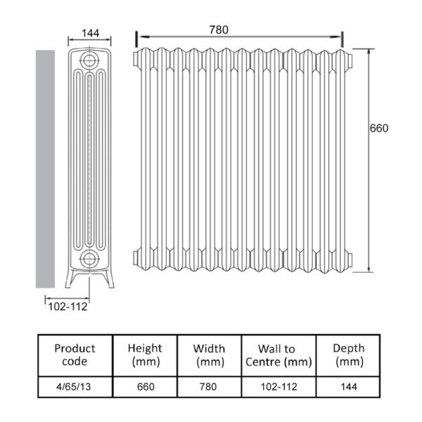Kartell Legacy Horizontal Column Radiator - Dark Grey - Image 4