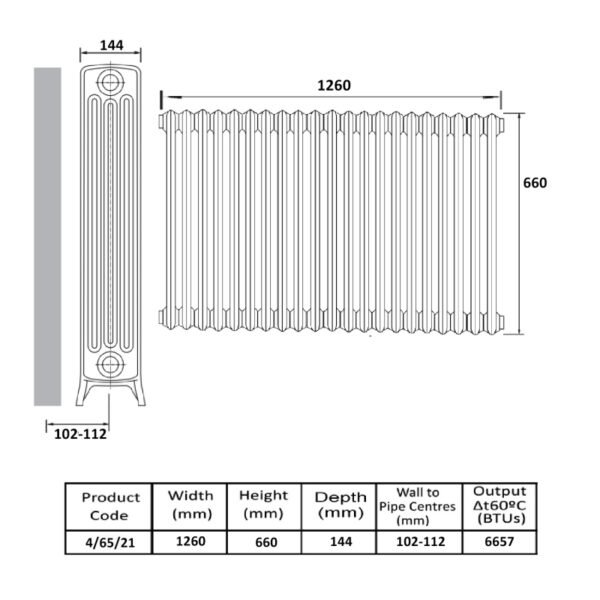 Kartell Legacy Horizontal Column Radiator - Dark Grey - Image 6