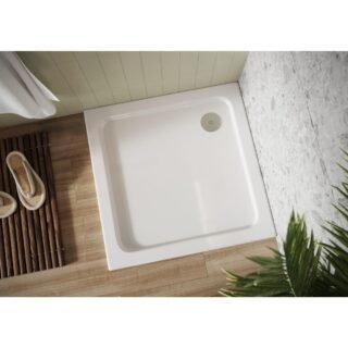 Scudo Eco-Stone Square Shower Tray - White - Image 2