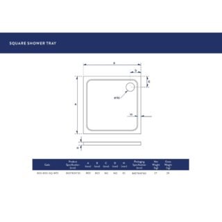 Scudo Eco-Stone Square Shower Tray - White - Image 4