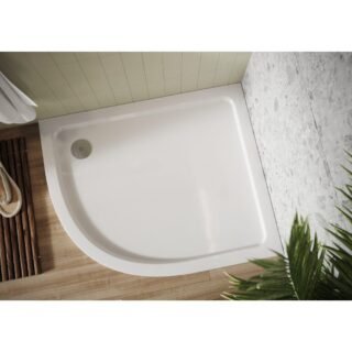 Scudo Eco-Stone Offset Quadrant Shower Tray - White - Image 2
