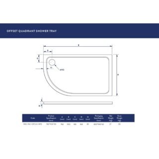 Scudo Eco-Stone Offset Quadrant Shower Tray - White - Image 4
