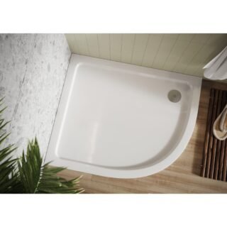 Scudo Eco-Stone Offset Quadrant Shower Tray - White - Image 3