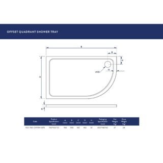 Scudo Eco-Stone Offset Quadrant Shower Tray - White - Image 8