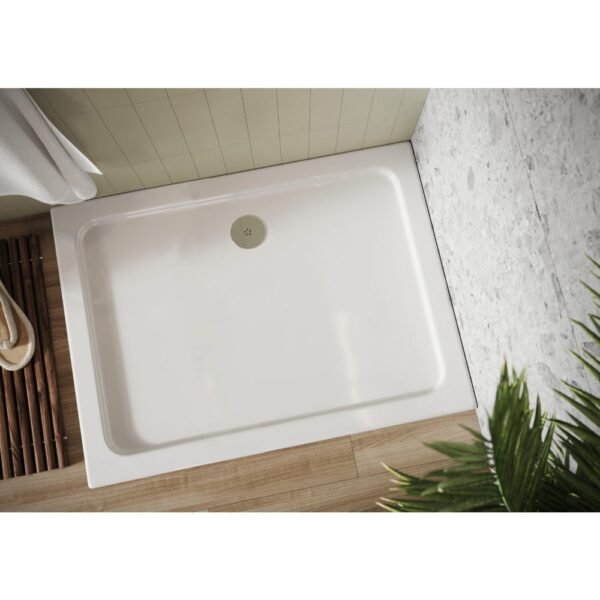 Scudo Eco-Stone Rectangular Shower Tray - White - Image 2