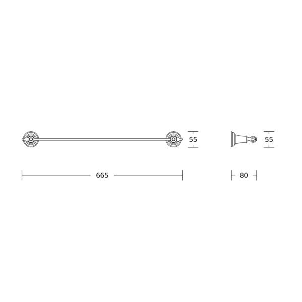 Kartell Astley Single Towel Bar - 664mm Long - Chrome - Image 2