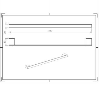 Kartell K-Vit Premium Single Towel Bar - 580mm Long - Image 2