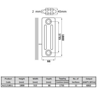 Kartell Laser Klassic 2-Column Vertical Column Radiator - Textured Grey - Image 4