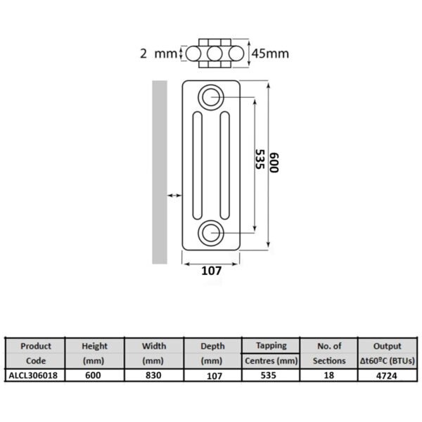 Kartell Laser Klassic 3-Column Horizontal Column Radiator - Textured Grey - Image 3