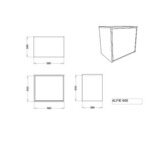 Scudo Alfie 1 Drawer Wall Hung Vanity Unit With Basin - 600mm Wide - No TH - Image 2