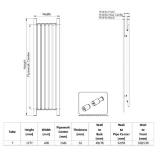 Kartell Brunswick Column Radiator - 7 Section - 1775mm X 470mm - White - Image 2