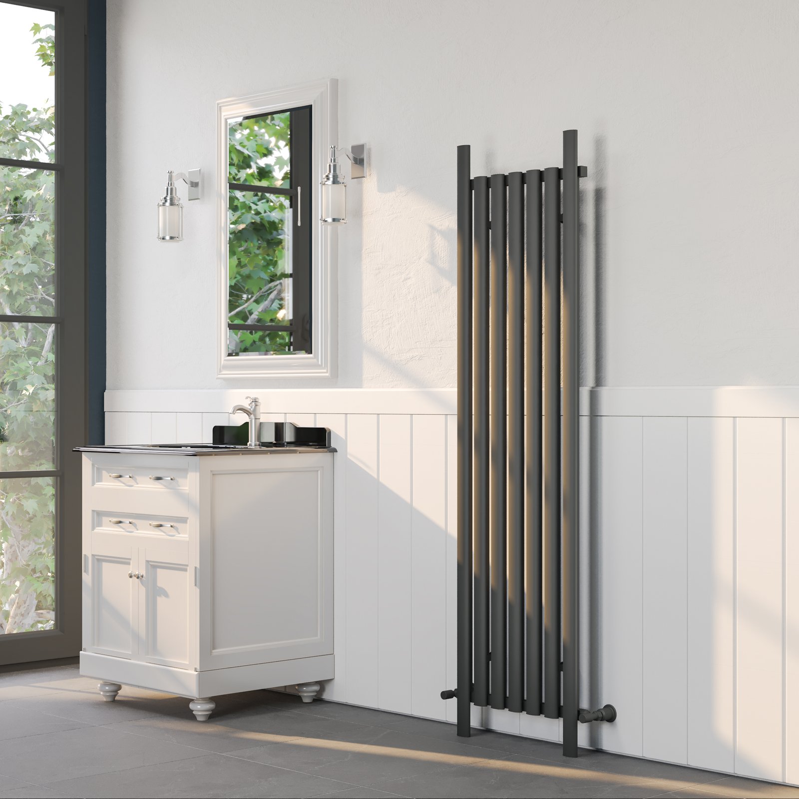 Kartell Brunswick Column Radiator - 7 Section - 1775mm X 470mm - Grey