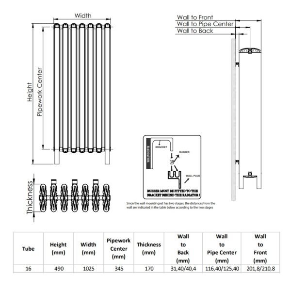 Kartell Niagara Column Radiator - 16 Section - 490mm X 1025mm - Antique Brass - Image 2