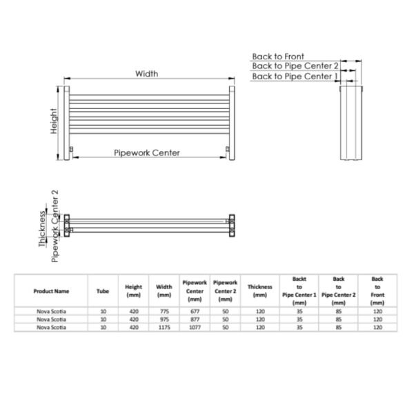 Kartell Nova Flat Panel Horizontal Designer Radiator - White - Image 2