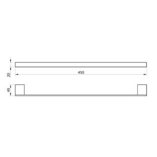 Scudo Alpha Towel Bar - 450mm Long - Chrome - Image 2