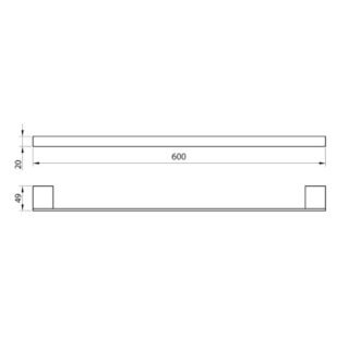 Scudo Alpha Towel Bar - 600mm Long - Chrome - Image 2