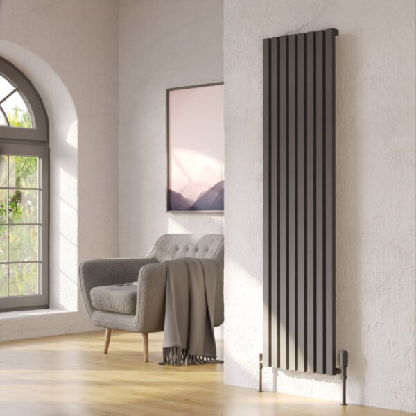 Kartell Hamilton Single Panel Vertical Designer Radiator - Grey